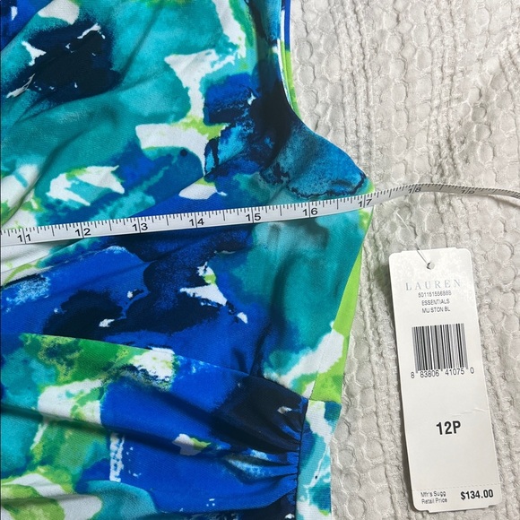 Lauren by Ralph Lauren Blue and Green Floral Midi Dress size 12P - Picture 4 of 8